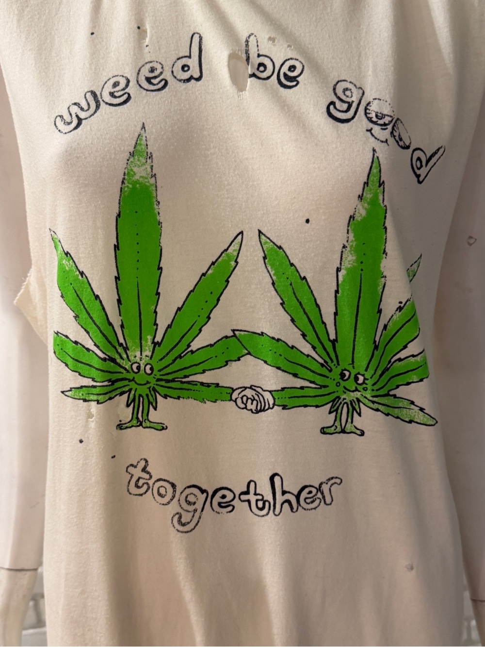 UNIF “Weed Be Good Together” Graphic Tank Top Cream Size S Festival Y2K NWOT - Picture 3 of 12